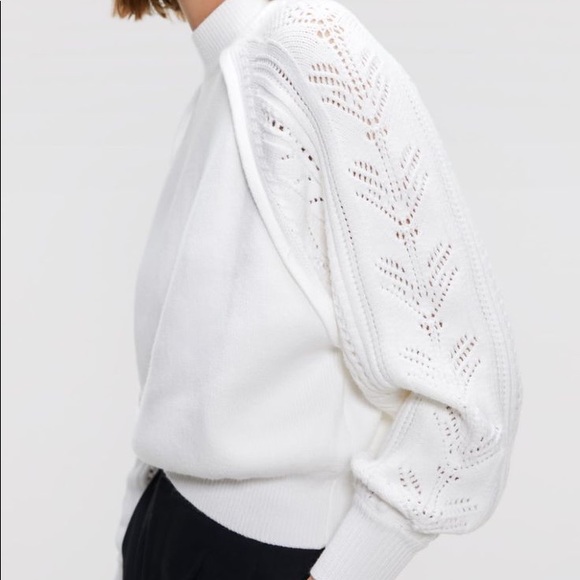 Zara pointelle sleeve sweater charcoal grey - Picture 7 of 9